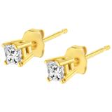 14k Yellow Gold Princess Cut Diamond Solitaire Stud Earrings (0.33 cttw, J-K Color, I1-I2 Clarity)