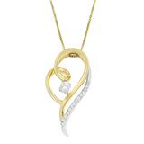 Espira 10K Two-Tone Gold 1/6 cttw Layers of Love Diamond Pendant Necklace (J-K, I1-I2)