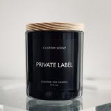 Private Label Candles Black Glass Wood Lid