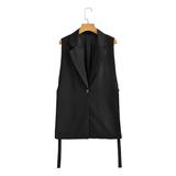 Formal Women's Sleeveless Button Sash Waistcoats
