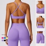 Tight Seamless Back Yoga Clothing Suit Women's Casual Hip Lifting Micro Fitness Bra Pants Set