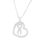 Sterling Silver Round Cut Diamond Heart and Ribbon Pendant Necklace (0.25 cttw, H-I Color, I1-I2 Clarity)