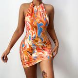 Sexy Halter Printed Dress