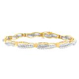 14K Yellow Gold Round and Baguette Cut Winding Love Diamond Bracelet (3.00 cttw, H-I Color, SI1-SI2 Clarity)