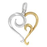 Two-Tone Sterling Silver Heart Shaped Pendant Necklace