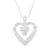 14K White Gold Princess Cut Diamond Forever Love Heart Pendant Necklace (0.30 cttw, H-I Color, SI2-I1 Clarity)