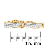 14K Yellow Gold Round and Baguette Cut Winding Love Diamond Bracelet (3.00 cttw, H-I Color, SI1-SI2 Clarity)