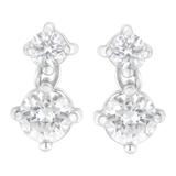 14K White Gold 1 cttw Double Diamond Stud Earrings (H-I Clarity, SI2-I1 Color)