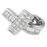14K White Gold 2 cttw Princess and Baguette Cut Diamond Ribbon Pendant Necklace (H-I, SI-SI2)