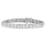 10K White Gold Round and Baguette Cut Diamond Bracelet (2.00 cttw, H-I Color, I2-I3 Clarity)