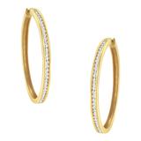 14K Yellow Gold 1.0 Cttw Round Brilliant Cut Diamond Channel Set Circle Hoop Earrings (I-J Color, I1-I2 Clarity)