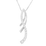14K White Gold Round Cut Diamond Double-Loop Ribbon Pendant Necklace (0.5 cttw, I-J Color, I2-I3 Clarity)