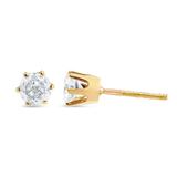 14K Yellow Gold 1-1/2 Cttw Round Brilliant-Cut Near Colorless Diamond Classic 6-Prong Stud Earrings with Screw Backs (J-K Color, I2-I3 Clarity)