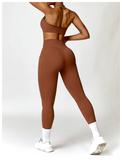 Nude Feeling Tight Yoga Suit Quick Dry Back Fitness Clothing Outdoor Running Bra Leggings Set