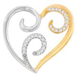 10K Two-Toned Gold 1/10 cttw Round Cut Diamond Swirl Heart Accent Pendant Necklace (H-I, I1-I2)