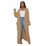 Casual Coat Long Sleeve Plain Long Knitted Sweater Cardigan Women
