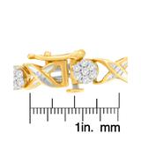 10K Yellow Gold Round Cut Diamond Cross Link Bracelet (1.00 cttw, I-J Color, I2-I3 Clarity)