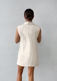 Deep V neck Cotton Linen Vest And Skirt Sets