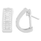 14K White Gold Princess and Baguette Cut Diamond Earrings (1.00 cttw, G-H Color, VS1-VS2 Clarity)
