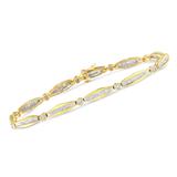 14K Yellow Gold 2.0 Cttw Round Brilliant-Cut & Baguette Cut Diamond Bezel and Tapered Link 7" Tennis Bracelet (H-I Color, SI2-I1 Clarity)