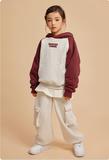 Heavy Clashing Color Embroidery Kids Padded Thickened Hooded Sweatshirt American Vintage Hoodie