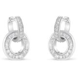 14k White Gold Round and Baguette Cut Diamond Earrings (1 cttw, G-H Color, SI1-SI2 Clarity)