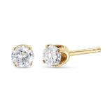 14K Yellow Gold 1/4 Cttw Round Brilliant-Cut Near Colorless Diamond Classic 4-Prong Stud Earrings (J-K Color, I1-I2 Clarity)