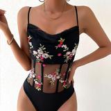 Floral Embrodery Bodysuit 