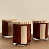 Private Label Custom Scented Candles Amber Glass Wood Lid 