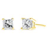 14K Yellow Gold 1.00 Cttw Princess-Cut Square Near Colorless Diamond Classic 4-Prong Solitaire Stud Earrings (J-K Color, I1-I2 Clarity)
