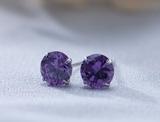 Silver inlaid colored zircon Ear Studs