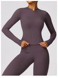 Zipper Quick Dry Long Sleeve Skinny Yoga Set Spring High Intensity Running Fitness Exercise Jacket Leggings Set