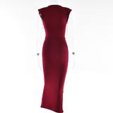 Sleeveless V-Neck Slim Midi Dress