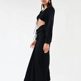 Women's Ruched Long Sleeve Crop Top And Maxi Skirt