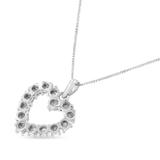 .925 Sterling Silver 1/3 Cttw Diamond Miracle-Set Open Heart 18" Pendant Necklace (I-J Color, I2-I3 Clarity)