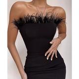 Feather Long Sleeve Party Dress