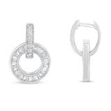 14k White Gold Round and Baguette Cut Diamond Earrings (1 cttw, G-H Color, SI1-SI2 Clarity)