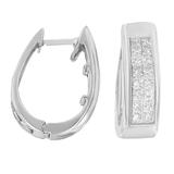 14K White Gold Princess-Cut Diamond Hoop Earrings (1.10 cttw, H-I Color, SI2-I1 Clarity)