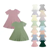 Short Sleeve Children Skirt Bamboo Dress