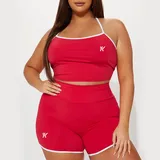 Plus Size Fitness Clothing Set - Red/White
