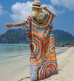 2022  Beach Cover Up  Kimono Abaya  Dress Colorful Printing  Kimono  Breathable swim dress  Women kimono
