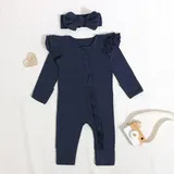 Embroidered Baby Romper with Zipper