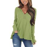 Fashion All-match Tops Popular Solid Clothes Button V-neck Long-sleeve Knit Sweater Retro Unique Shirt Loose Casual Blouse Women