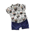 Print Shirts and Solid Shorts Set