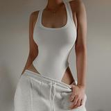 2022 Fashion Summer Females Solid Color One-piece Vest Jumpsuit Romper Sexy Fitting Sleeveless Yoga Bodysuit