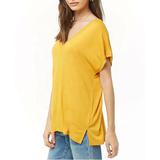Womens Half Sleeve Shirts V-Neck Casual Ribbed T Shirts Loose Fit Basic Trendy Summer Tunic Solid Color Ladies Tops for women