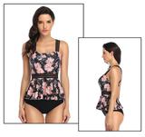 Dongguan Factory Wholesale Plus Size Womens Floral Beach Clothes Tankini Set, Customized Print Swimwear 2 Pieces  Bathing Suits