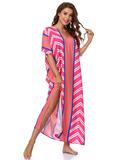 Breathable Plus Size Print  Striped  Maxi Long Dress Kimono Romper Summer 2023   Women One Piece kimono