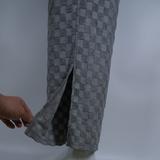 Mid-waist wide-leg 3D plaid straight-leg trousers women's fashionable and elegant harem dance trousers