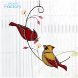 Stained Glass Birds Window Hangings Pair of Cardinal Suncatcher Ornament Handmade Tiffany Style Glass Crafts Suncatcher pendants